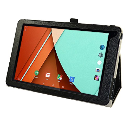 Fusion5 104A GPS Case,Mama Mouth PU Leather Folio Stand Cover for 10.1" Fusion5 104A GPS Android 5.1 Tablet PC,Black