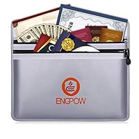 ENGPOW Fireproof Document Bags 15" x 11" Two Pockets Two Zippers Fire and Water Resistant Money Bag Fireproof Safe Storage Pouch Envelope for Ipad, Cash, Documents, Jewelry and Passport