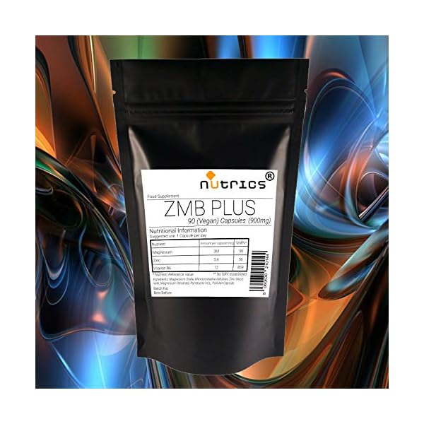 Nutrics-900mg-ZMB-Plus-Zinc-Magnesium-Vitamin-B6-90-Capsules-3-Month-Supply-Made-in-The-UK-by-Nutrics-Laboratories-Suitable-for-Halal-Kosher-Vegan-Vegetarian Nutrics® 900mg ZMB Plus Zinc Magnesium Vitamin B6 | 90 Capsules (3 Month Supply) | Made in The UK by Nutrics Laboratories | Suitable for Halal Kosher Vegan Vegetarian