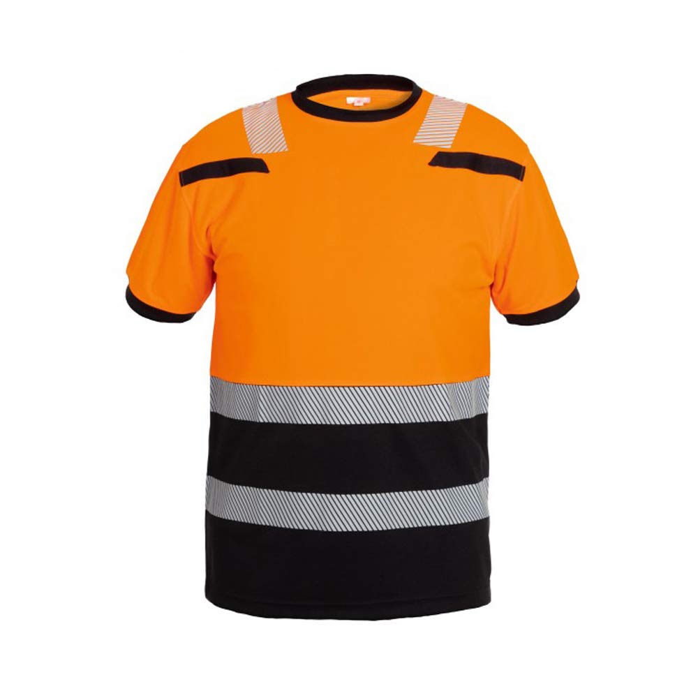 Hydrowear 040465OB-S TULSA Trendy High Visible Line T-Shirt Hi-Vis Orange/Black Size S