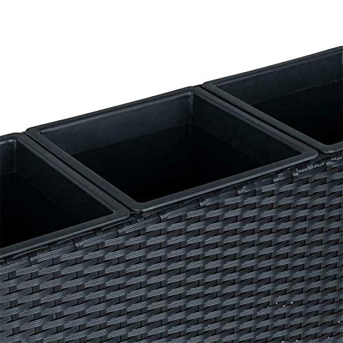 Kosoree Hochbeet Polyrattan Blumenkübel Pflanzkübel Rattan Blumentopf Set Schwarz – Bild 5