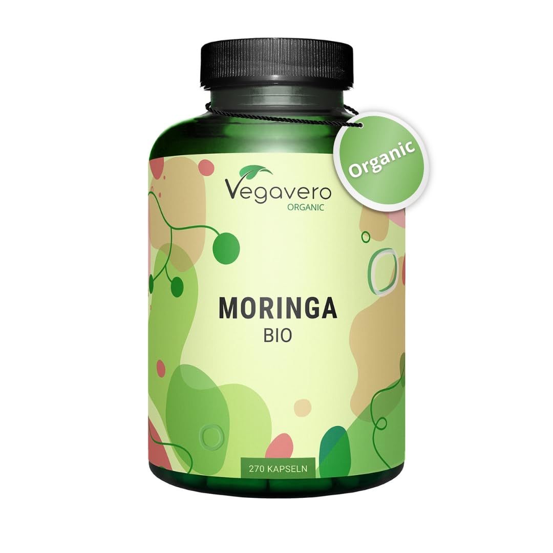 Vegavero Organic Moringa Oleifera Capsules 1800 mg | NO Additives | Pure Powder - Premium Quality | Lab-Tested & Non-GMO | Malunggay Supplement | 270 Capsules | Vegan
