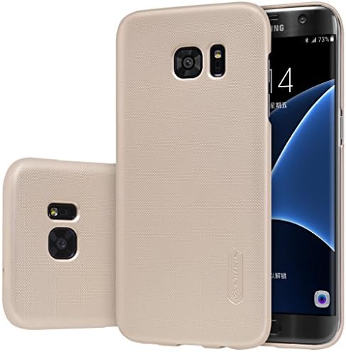 Samsung Galaxy S7 Edge Frosted Shield Matte Plastic Slim Fit Case Cover Shell[UV Painting][With Film As A Gift] - Gold [Nillkin]