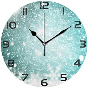 Gorgasy Reloj de Pared de acrílico Redondo de Copos de Nieve Verde