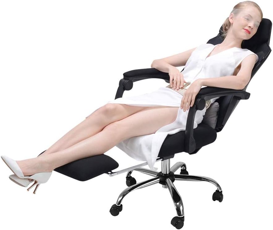 Swivel Chair Office Chairs Racing Gaming Chair With Footrest,Reclining Computer Desk Chair Chair Swivel Office Chair With Adjustable Headrest And Retractible Footrest,Lumbar Support ( Color : Black )