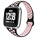 GHIJKL Sport Bands Compatible with Fitbit Versa/Fitbit Versa 2/Fitbit Versa Lite, Breathble Soft Narrow Slim Replacement Wristband for Women Men, Small, Black/Pink