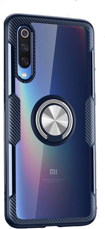 POBIN for Huawei Honor 8X Max case,360 Degree Rotating Finger Ring Grip Holder Stand,Eransparent PC Back cover and TPU Bumper Impact Resistant Protection case for Xiaomi 8 SE-Blue