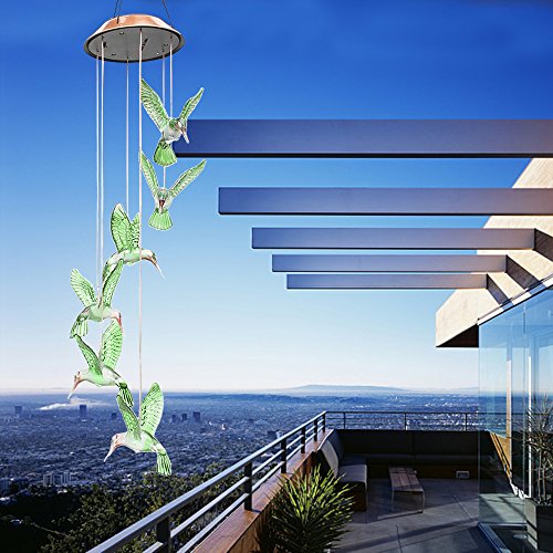 image for FC-Fancier Solar Wind Chimes, Color-Changing Solar LED, Mobile Wind Ch