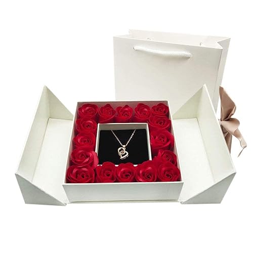 BRINGSMART Preserved Red Rose Gift Box Handmade Roses with