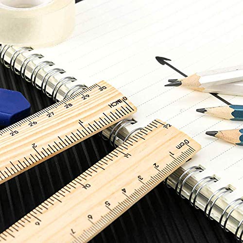 Alwaysuc 30pcs (12 inch and 30 cm) Wooden Rulers Student Rulers Wood School Rulers Measuring Ruler Office Rulers