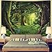 Sevenstars Green Forest Tapestry Virgin Forest and Grass Tapestry Nature Tree Tapestry Wall Hanging for Room