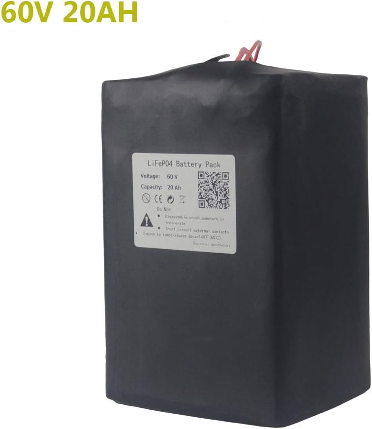 NewEnergy E-Bike Battery 60V 20AH Lithium LiFeO4 Battery with 5A Charger 50A BMS for 1000W 1200W Motor