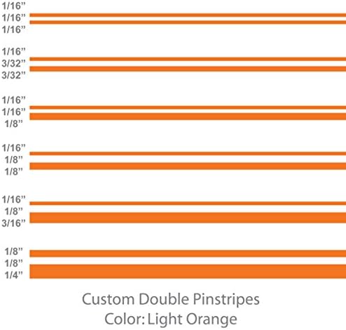 Double Pinstripes (Light Orange) 1/8" 1/16" 3/16" 3/32" 5/8" 1/4" 1/2" 3/4" inch widths / auto car truck pinstriping vinyl tape decal / by 1060 Graphics. (1/16" - 3/32" - 3/32" (12' ft. length))