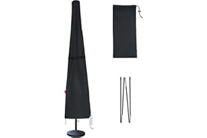 Patio Umbrella Cover Fits Market Umbrella 7ft to 10ft, Cover Geny Waterproof 600D Heavy Duty Market Umbrella Covers, Fade Resistant Outdoor Parasol Umbrella Covers with Support Pole.
