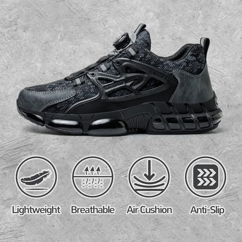 Gugifcto Safety Shoes Men Women Fashion Sneakers Non-slip Lightweight Breathable Comfortable Quick Release Safety Shoes with Steel Toe Cap 36-48 EU 36-48 EU
