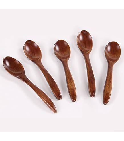 🥄 Set De 6 Cucharillas De Café De Madera Natural – Mango Largo Hecho A Mano Para Miel, Té, Postres Y Cocina (2 Tamaños)