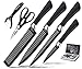 Knife Set, Stainless Steel Knife Set with Black - 6-Piece Kitchen Knives Set Chef Knife Set, Steak Knives, Carving knife, fruit knife,Scissors Pizza Knife & Peeler - Best Cutlery Set Gift ERERRICH