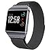 Fitbit Ionic Bands Milanese, hooroor Fully Magnetic Closure Clasp Mesh Loop Stainless Steel Metal Ionic Sport Band Accessories for Fitbit Ionic Smartwatch (Black Band with Diamond, Small)