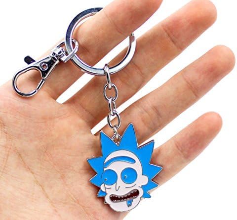 Mort and Rick Mr. Meeseeks Metallic Alloy Keychain Key Ring With Key Hook (Rick)