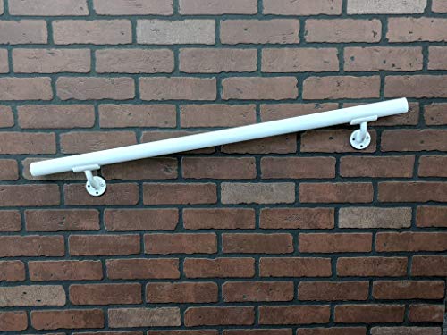 Aluminum Handrail Direct OHR 12' Handrail Section with mounts - White Sand Texture