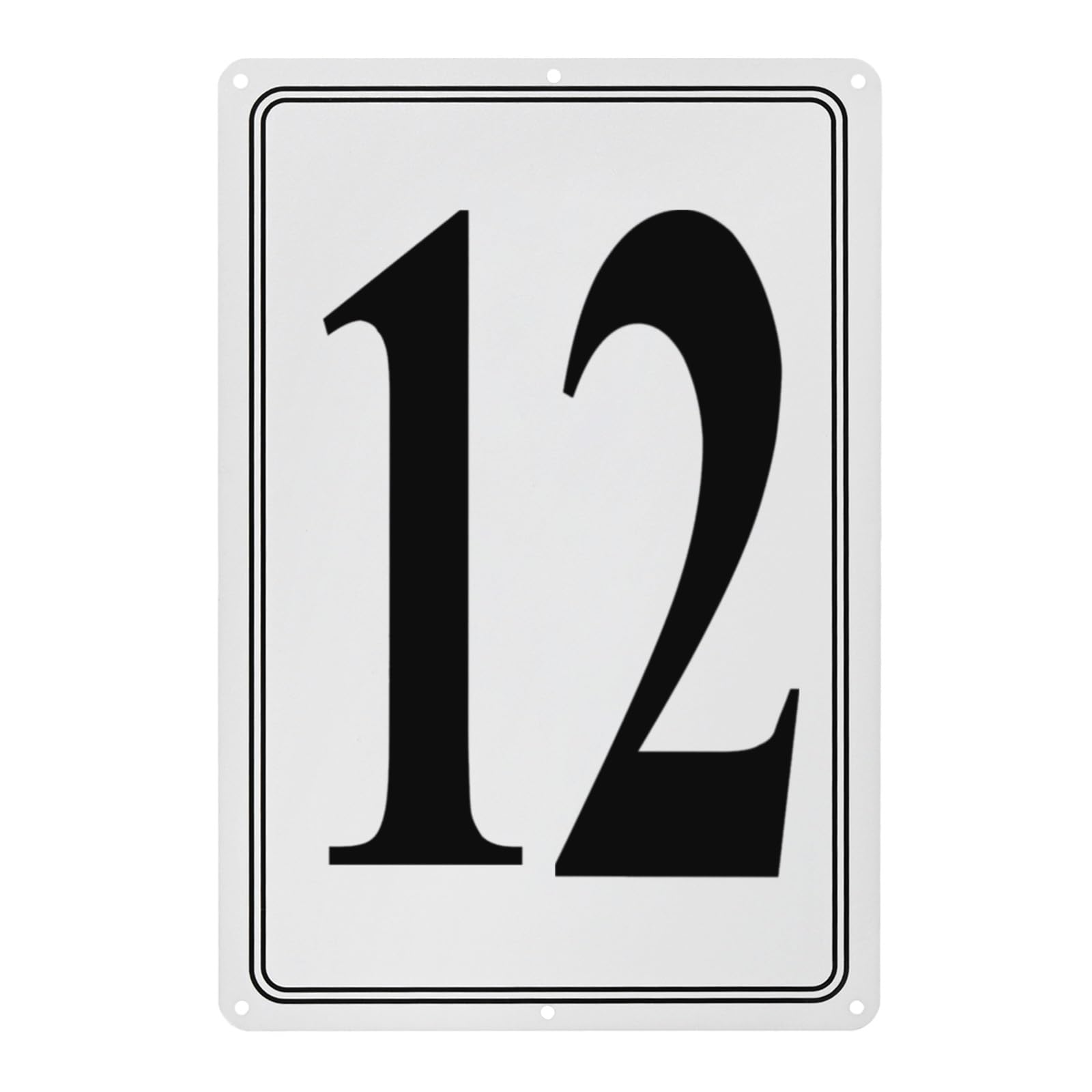 M METERXITY Aluminum Number Sign 12, 11.8 Inch House Numbers and Metal Letters, Parking Spot Letter Signs, Metal Letter Wall Decor for Garden/Door/Mailbox [Black Text On White]