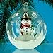 LED Snowman Christmas Tree Ornament - Glass Globe Ornament with Lighted Snowman Inside - LED Glass Ornaments