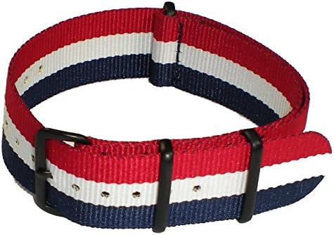 SWIGEN USA Red/White/Blue Patriot Military Army Mens Nylon Canvas Fabric Wrist Watch Band Strap 22mm