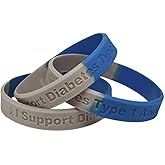 5 Pc I Support Type 1 Diabetes Awareness Bracelets - 100% Medical Grade Silicone - Latex and Toxin Free Bracelet - Show Your Support For Type 1 Diabetes Awareness