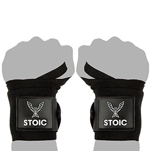 Wrist Wraps weightlifting, powerlifting, cross training, bodybuilding with thumb loop. Professional grade for gym workout, men and women weight lifting and strength training by Stoic