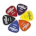 100pcs Acoustic Electric Guitar Picks Plectrum Various Colors 6 thickness 0.58/0.71/0.81/0.96/1.20/1.50 mm + Leather Keychain Plectrum Key Fob Cases Bag(1 Pack - black)