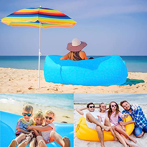 HUAXXIA Inflatable Lounger Air Sofa,Pillow-Shaped Headrest Waterproof Oxford Fabric Portable Inflatable Recliner/Chairs for Indoor & Outdoor Camping Party Picnic Beach Travel (Aqua Blue)