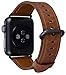 PEAK ZHANG Compatible with Apple Watch Band, 38mm 40mm Women Men Top Grain Leather Strap for iWatch Series 5,4,3,2,1 (Caramel+Space Grey Clasp,38mm 40mm S/M)