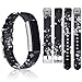 Vancle Leather Bands Compatible with Fitbit Alta/Fitbit Alta HR for Women Men, Adjustable Replacement Accessories Strap with Buckle for Fitbit Alta and Fitbit Alta HR (#.Floral Gray+Floral Red)