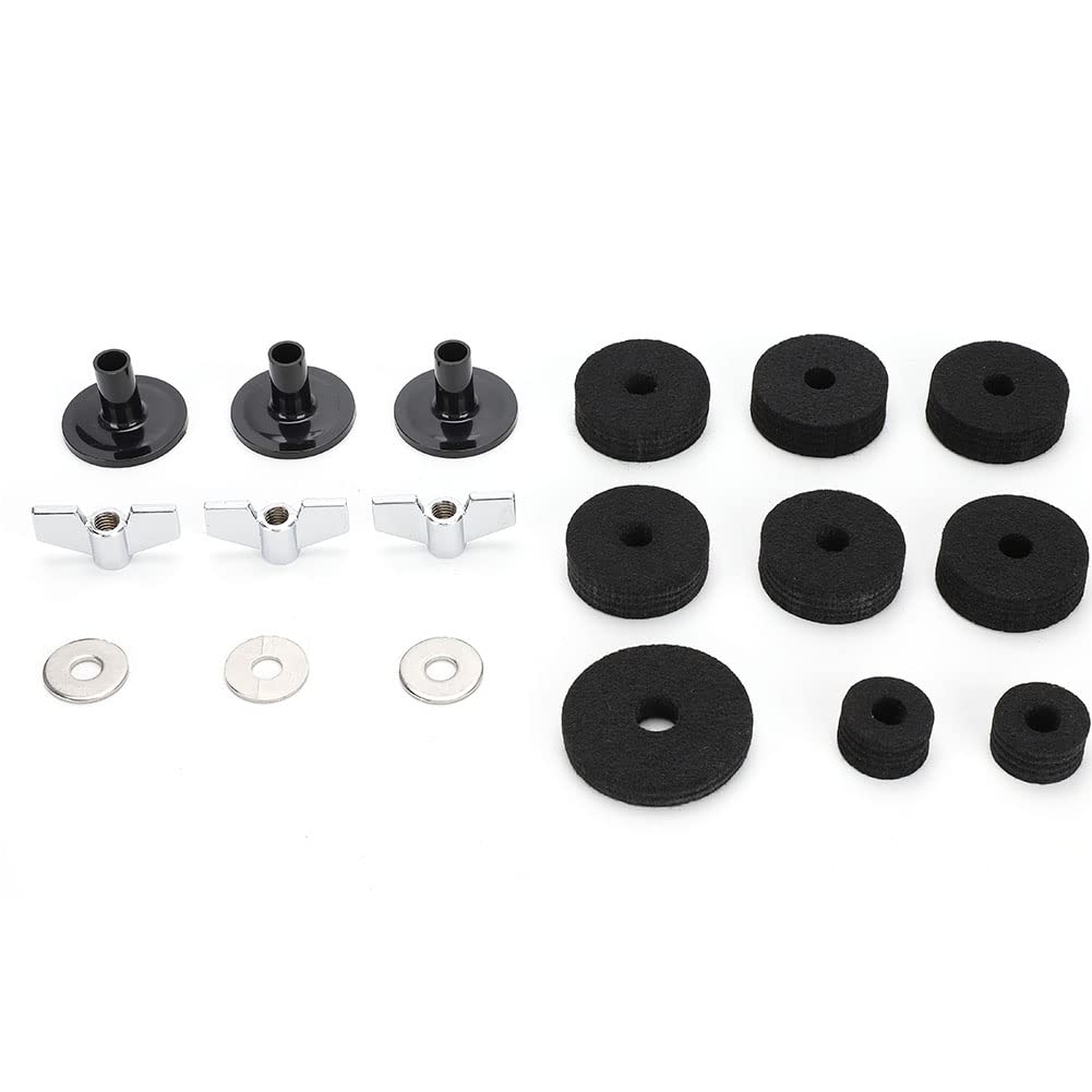 18 Pcs Jazz Drum Felt Pads Felts Cymbal Washer Hi Hat Cup for Drum Replacement Accessories(black), Playing Accessories