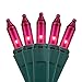Holiday Pride Pink Lights with Green Wire - 100 Count Pink Christmas Tree Lights (22.5 Ft) - Indoor/Outdoor Use - UL Listed - Static/Flashing Modes
