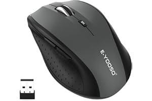 E-YOOSO Wireless Mouse, Computer Mouse 18 Months Battery Life Cordless Mouse, 5-Level 2400 DPI, 6 Button Ergo Wireless Mice, 