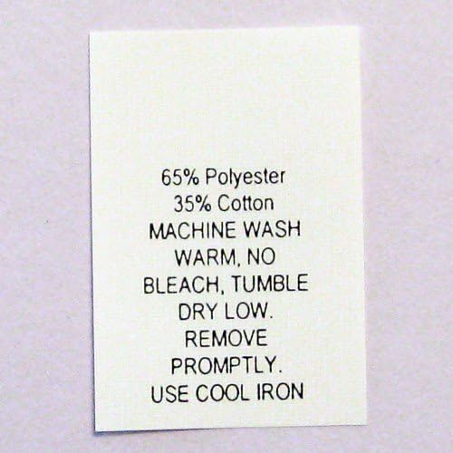 Polyester / Cotton Blend Care Labels Number 12 (Qty 50)