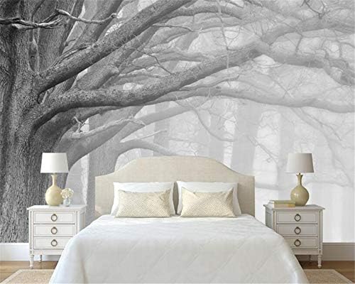 HONGYUANZHANG Gray Trees Custom Photo Wallpaper 3D Stereoscopic Mural Living Room Bedroom Sofa Backdrop Wall Murals,350Cm (H) X 430Cm (W)