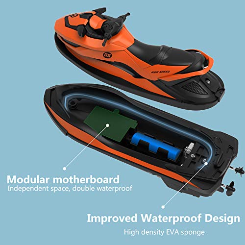 Sanwillco Velocity RC Boat Remote Control Motorboat for Pools and Lakes, 6+ mph 2.4 GHz Racing Boats for Kids and Adults, Improved Waterproof Design, Gifts for Boys Girls with Water Sensing