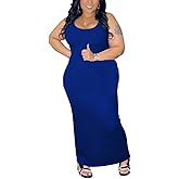 YeGine Women Plus Size Sleeveless Bodycon Maxi Dresses Sexy Slim Tank Dresses