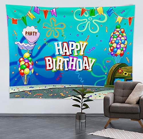 スポンジボブ Allenjoy スポンジボブ パーティー写真小道具 5x3フィート カメラ 大型家電 B087m2nj87 誕生日背景幕 アニメ 子供1歳のお誕生日パーティーデコレーション ホーム 背景幕 クラスティクラブ