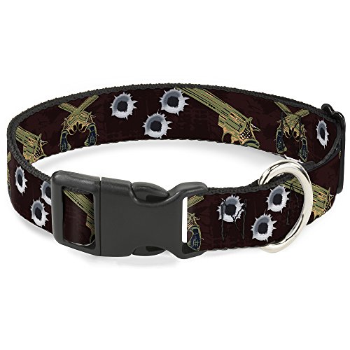 Plastic Clip Collar - Revolvers Purple Green - Narrow-Large 9-15"
