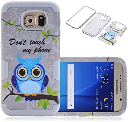S6 Case, Galaxy S6 Case, CexCob Don't Touch My Phone [Hybrid 3 in 1 Impact Resistant Full Body Protective] Silicone &amp; Plastic Defender Armor Combo Case for Samsung Galaxy S6, Grey
