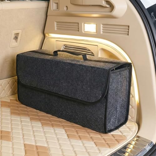 Organizador De Porta-Malas Premium Em Feltro Cinza, Grande Capacidade, Antiderrapante, Dobrável, Portátil Com Alça, Para Armazenar Ferramentas, Brinquedos, Acessórios E Viagens, Marca VARENZIA