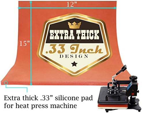 12" x 15" Extra Thick Silicone Pad, Heat Press Silicone Mat Replacement, Thickest (.33") on Amazon by Hoptopper