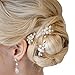 Aukmla Bride Wedding Hair Pins Flower Clips Bridal Hair Accessories Decorative for Women and Girls 3PCS (Gold)