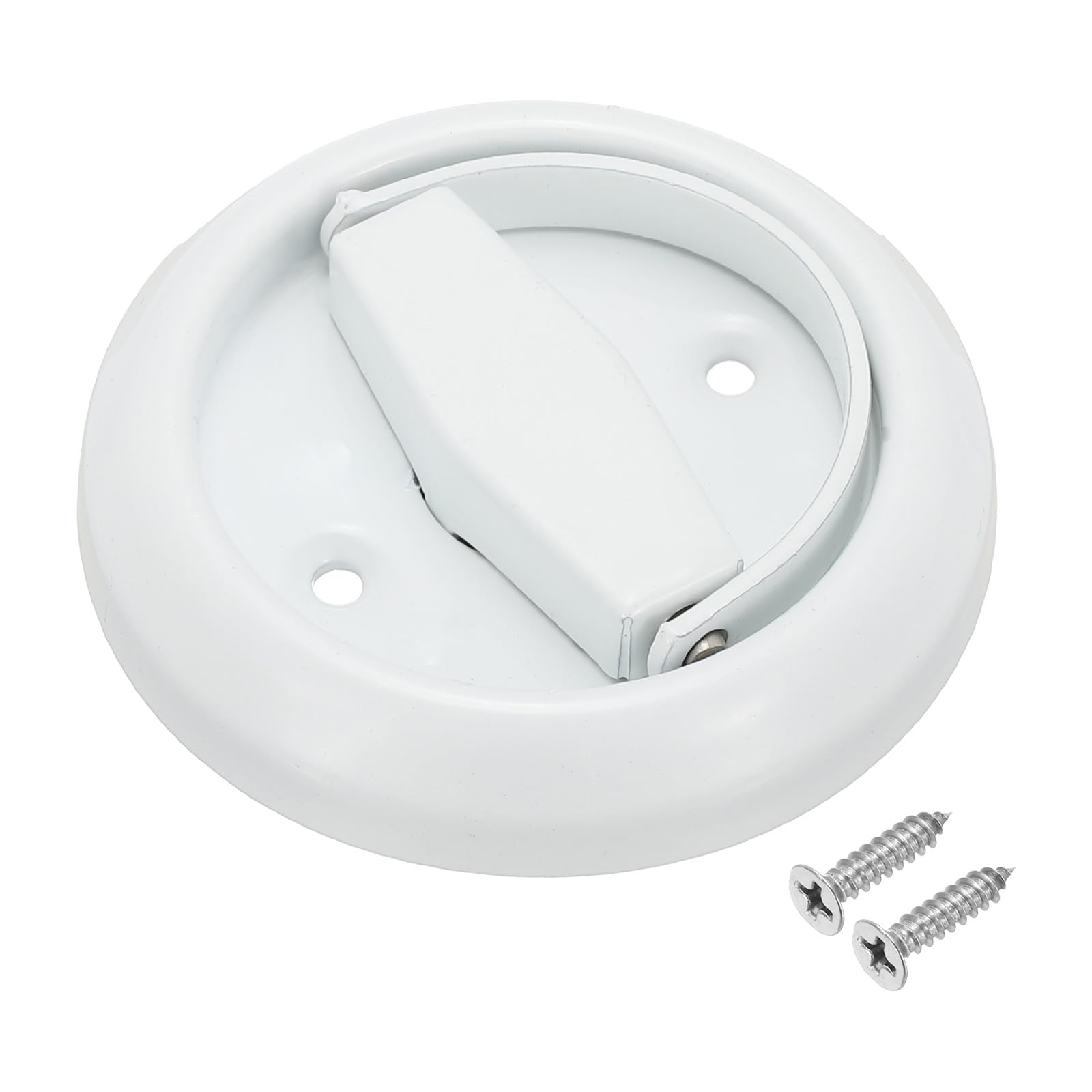 PATIKIL Recessed Sliding Door Pulls Handles 304 Stainless Steel Round Hidden Closet Finger Flush Knob with Screws for Door Drawer Wardrobe, White — image 1