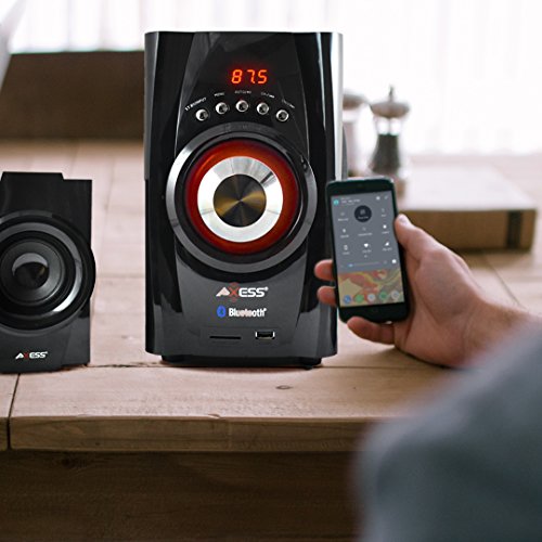 AXESS Bluetooth Mini System 2.1-Channel Home Theater Speaker System Red (MSBT3901)