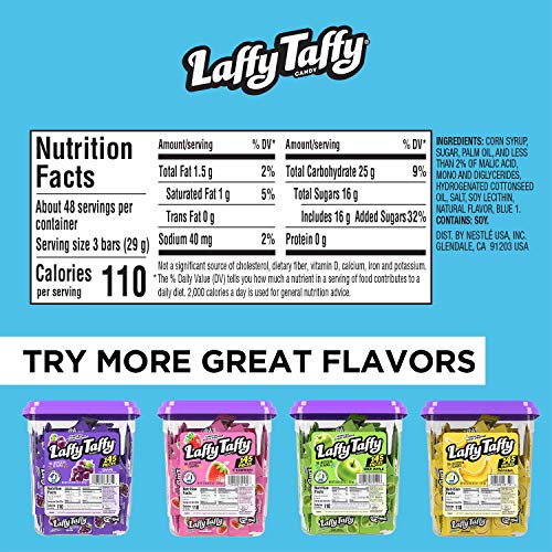 LAFFY TAFFY CANDY, BLUE RASPBERRY FLAVORED, INDIVIDUALLY WRAPPED CANDY (145 PIECES)