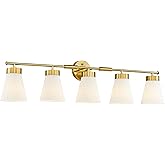 Bathroom Light Fixture, HWH 5-Light Bathroom Vanity Light Brushed Gold Vanity Lighting Over Mirror, Modern Vanity Lights with